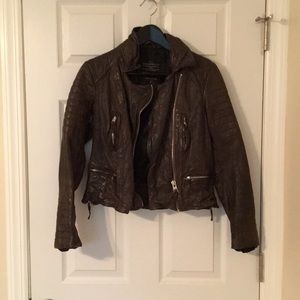 All Saints Quilted Leather Motorcycle Jacket